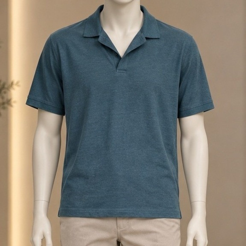 Club Room Mens Polo Shirt Performance Stretch Short Sleeve Teal Large